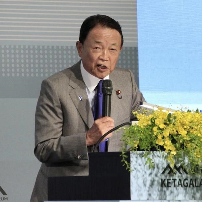 Japanese political leader Taro Aso calls for peace in the Taiwan Strait as Tokyo expands defense